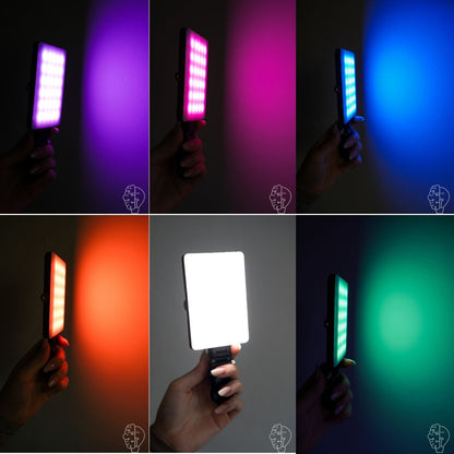 Lampa Led RGB portabila pentru selfie-uri, video sau poze cu 24 tipuri de culori diferite. Baterie de 2000mAh, suport si clema pentru telefon sau laptop