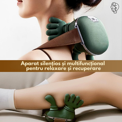 Aparat masaj cervical gât și umeri 4D cu încălzire, profesional, fără fir, masaj ce imita mâna umană, pentru relaxare și dureri musculare